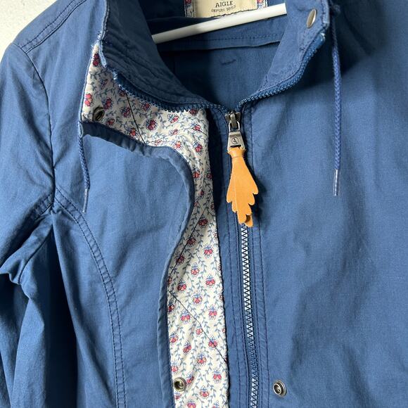 Aigle Jacket Women’s Medium 40 8/10 Blue Zip Front Snap Placket Made in France - Picture 4 of 15